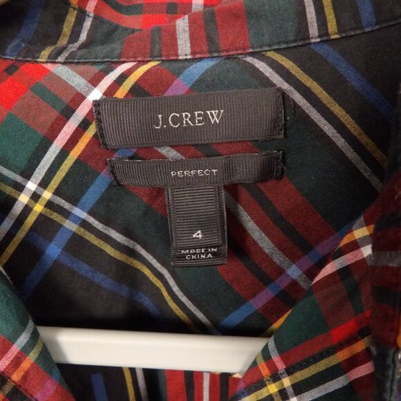 J. Crew Size 4 Long Sleeve Plaid Button Down red/blue/green/yellow/white/black - Picture 4 of 6